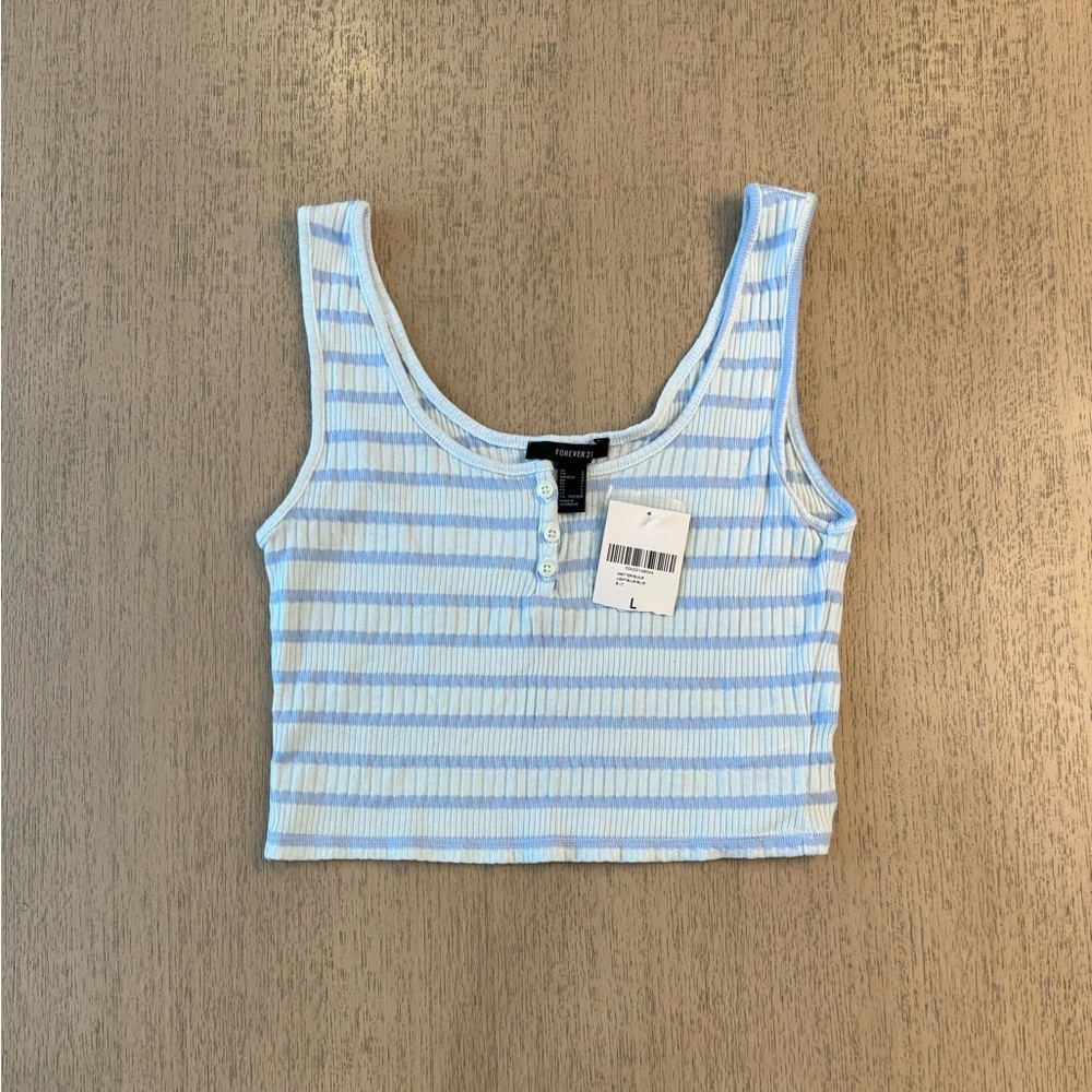 💕 NWT Women's Forever 21 Light Blue Sleeveless Knit Top in Juniors Large
